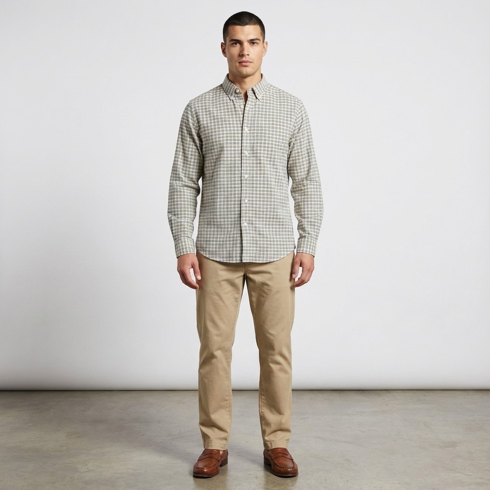 Abercrombie Fitch Button Shirt Mens L Yellow Plaid Preppy Y2K 90s Dad Church - Picture 1 of 16